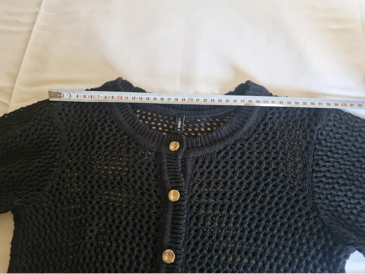 Short-sleeved openwork top for women - Black - Size XS – photo 9